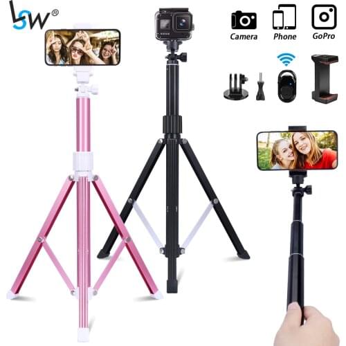 160cm Selfie Stick Phone Portable Aluminum Alloy Tripod Collapsible with Wireless Bluetooth Remote suitable for Camera/Phone