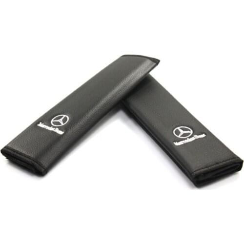 2 Pieces Safety Seat Belt Cover For Mercedes Benz Car Leather Shoulder Pad Protection
