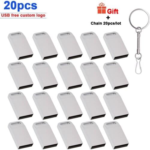 20pcs/lot metal custom logo Usb Flash Drive 16gb 32gb Pen drive 64gb 128gb flash memory stick 4GB 8GB pendrive For wedding gift