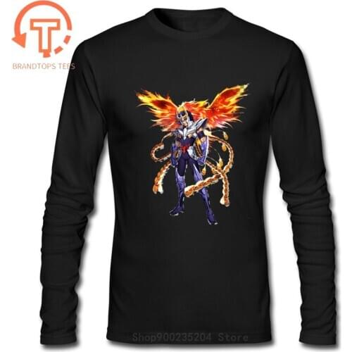 2020 The Knights of the Zodiac Ikki Phoenix Saint Seiya long Sleeve T-shirts Male New Clothing Pure Cotton O Neck Men T Shirts