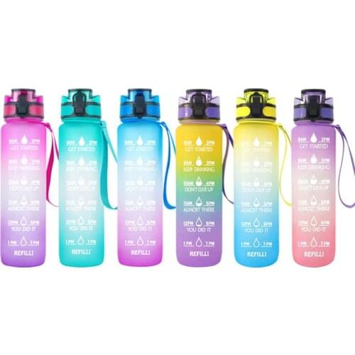 2021 Simple Drop-proof Gradient Color Space Cup Bouncing Cover Outdoor Sports Water Bottle 32OZ Accompanying Cup 1000ml