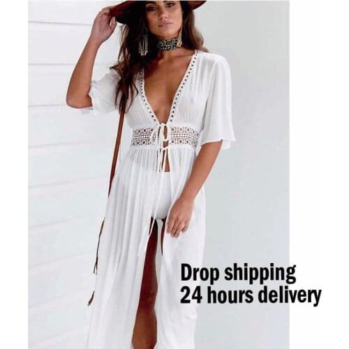 2021 Sexy Beach Dress Swimwear Beach Cover Up Cardigan Swimwear Bikini Cover ups Robe Plage Beach Dress