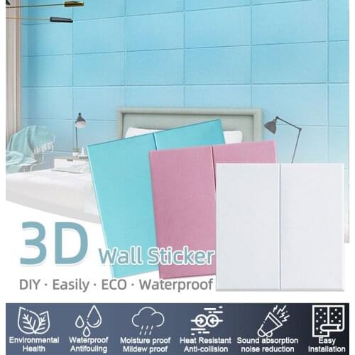 3D Wall Stickers Brick stone pattern Self-Adhesive Wall paper Waterproof DIY 70*70cm 3D Marble Brick Wall Papers for Kids Room