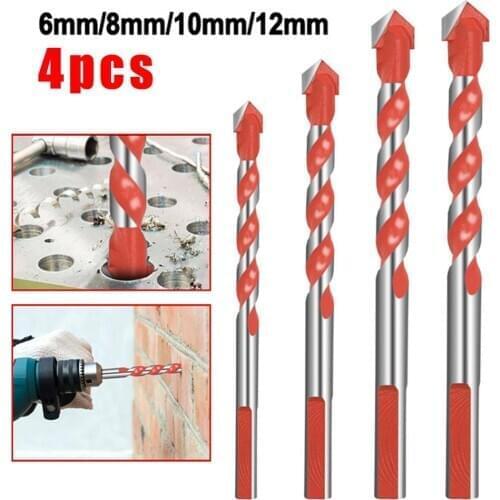 6mm/8mm/10mm/12mm drill bits 4 pieces multifunctional hole drill set metal silver + orange