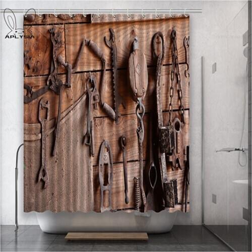 Hardware Tools Shovel Farming Tools Background Wall Bolt Driver Polyester Fabric Shower Curtain for Bathroom