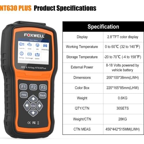 Foxwell NT630 Plus OBD2 Automotive Scanner Engine Check ABS SRS Airbag SAS Reset Crash Data ODB OBD 2 Auto Car Diagnostic Tool