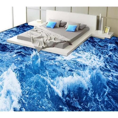 Beibehang Radiant Ocean World Washroom Bathroom 3D Floor Living Room Bedroom Floor Painting 3D Outdoor Painting Flooring photo