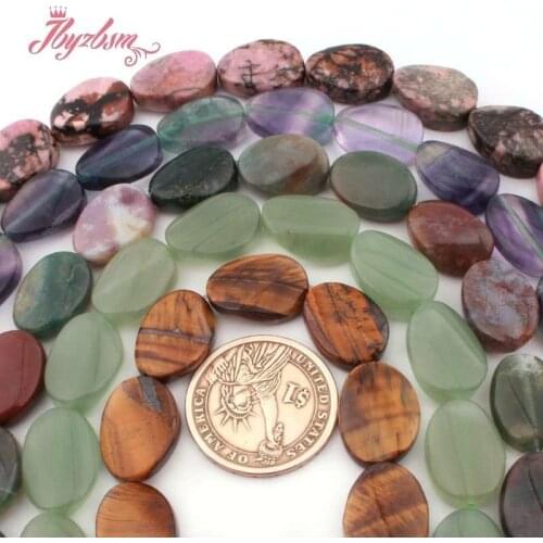 13x18mm Oval Twist Fluorite Quartzs Agates Jaspers Natural Stone Spacer Beads for DIY Women Men Necklace Jewelry Making 15"