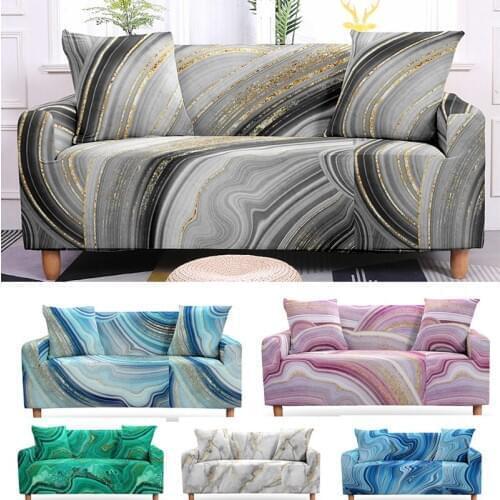 Colorful Marble Sofa Cover for Living Room Water Color Couch Cover Elastic Slipcover Stretch Sectional Armchair