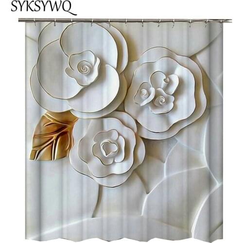 Flora Shower Curtain Pink Flower Cortina Ducha Tela Impermeable Green Leaves Flora Curtains For Bathroom Shower Flora Curtain