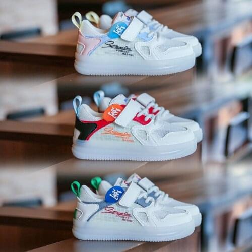 Childrens Mesh Sneakers 2021 Summer New Boys White Shoes Girls Casual Shoes Fashion Korean Color-blocking Sneakers Breathable