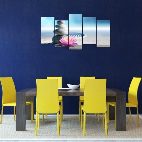 Dropshipping Zen Yoga Room Wall Art Picture Giclee Canvas Prints White Sand Stone Lotus Flowers Landscape Home Wall Decor Custom