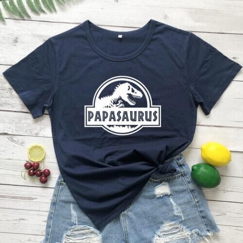 Papasaurus 100% Cotton T-shirt Funny Fathers Day Gift Tshirt For Grandpa Jurassic Dinosaur Graphic Mens Dad Tee Shirt Top