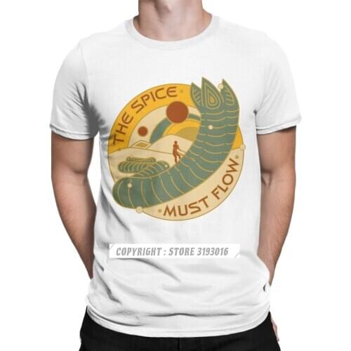 The Spice Must Flow Tshirt 2020 Brand New Awesome T Shirt Herbert Frank Arrakis Sandworm Science Fiction T-Shirt Cotton
