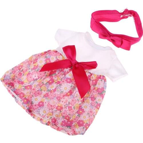 25cm Pink dress+Headband set for baby dolls Handmade Fashion Dress For Mell chan Dolls Accessories girls birthday gift
