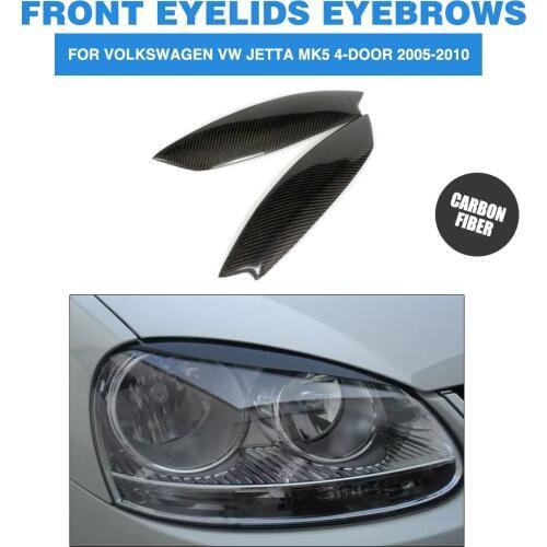 2PCS/set Carbon Fiber Front Headlight Eyebrows Eyelids for Volkswagen VW Jetta MK5 4-Door 2005-2010 Headlamp covers