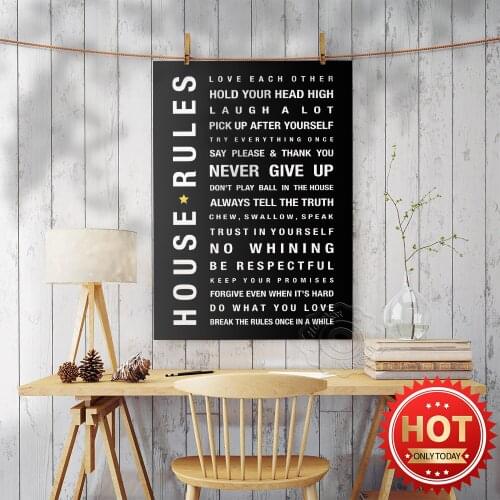 House Rules Canvas Painting Wall Art, Black and White Poster, Nordic Modern Prints Art, Minimalism Bedroom Home Room Wall Decor