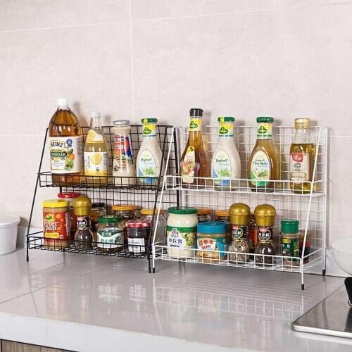 New Hot Desktop Storage Shelf Double Layer Iron Rack Cosmetic Books Holder Kitchen Rack Bathroom Sundries Makeup Organizer