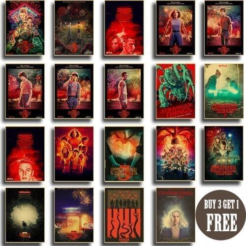 Stranger Things 3 Poster Hot TV Show Vintage Posters Kraft Paper Prints Home Room Bar Wall Decor Art Painting