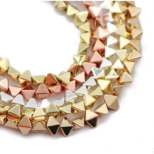 RBFHYER 6*5mm Natural Stone Hematite Prismatic/Rhombus Spacer Loose Beads For Jewelry Making DIY charms Bracelets