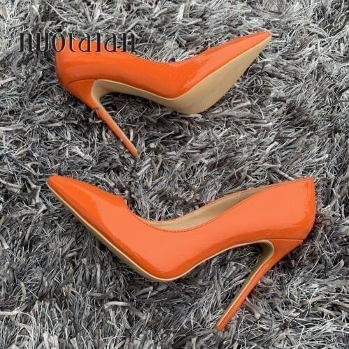 2019 Fashion Women Patent Leather Pumps Pointed Toe 8 10 12cm High Heels Stiletto Ultra High Heel Sexy Ladies Party Shoes Woman