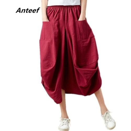 Summer cotton linen plus size vintage saias femininas casual long loose skirt women skirts 2021 streetwear clothes