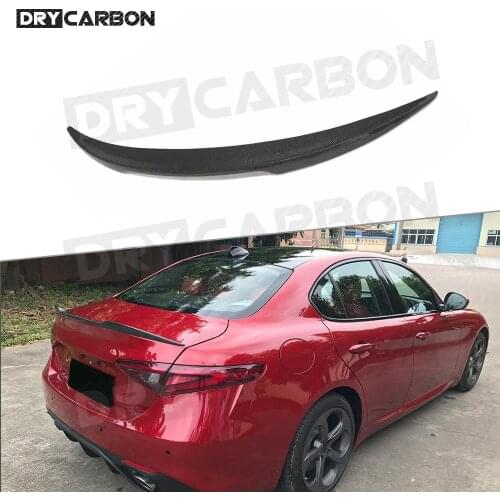 Dry Carbon Fiber Rear Spoiler Trunk Wings for Alfa Romeo Giulia 2015-2019 QV Style Boot Duck Lip Spoiler Exterior Trim