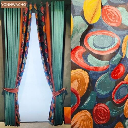 Custom curtain Modern minimalist living room luxury art pattern high-rise villa green cloth blackout curtain tulle panel C729