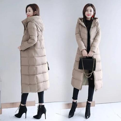 Women Padded Jacket 2021 New Style Padded Winter Jacket Female Down Cotton Thick Winter Long Padded Coat Long Over The Knee A287