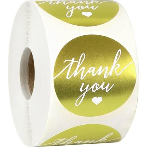 1.5 inch Gold Round thank you stickers Labels Waterproof Stationery Sticker korean Gold Foil Paper Sealing Label Sticker New