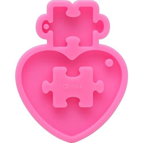 1PC Heart Puzzle Keychain Silicone Molds Epoxy Resin Jewelry Mold DIY Handmade Making Supplies