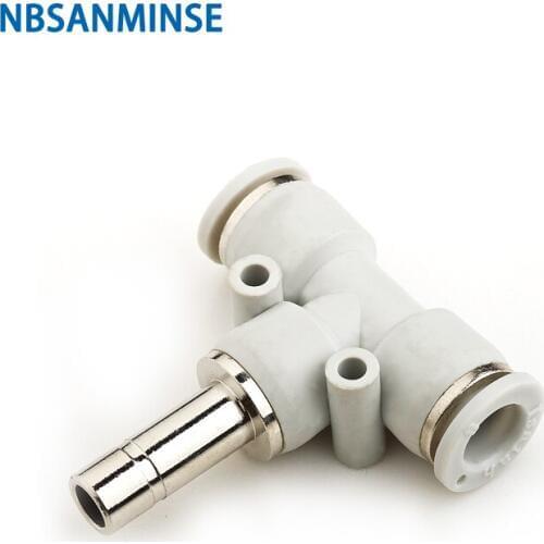 10 Pcs/Lot PBJ 0 ~ 1.0MPa Plastic Fitting Push In Tee Union Fitting For Air Pipe Hose Plug T Type Fitting NBSANMINSE