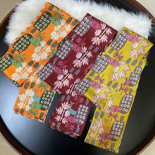 160cm Lengthen Double Layer Animal Printing Hi-g100% Silk Scarf Twill Woman Scarves Neckerchief Tie Collar Knitted Shawl Wrap