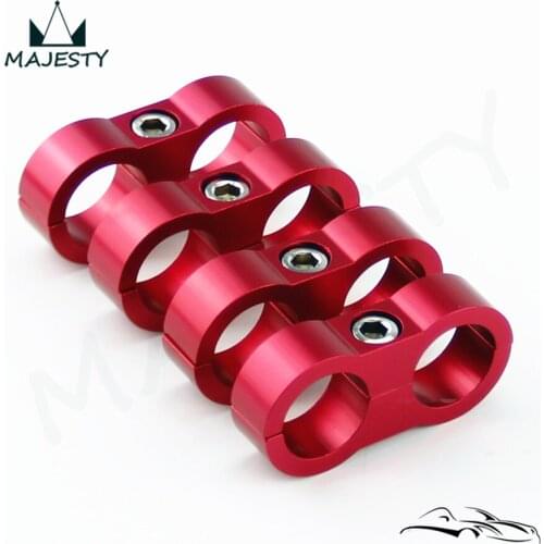 4pcs AN -10 AN10 19MM Braided Hose Separator Clamp Fitting Adapter Bracket RED