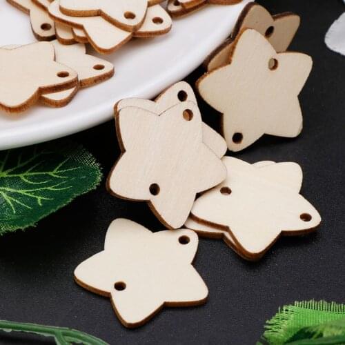 50pcs Star Wooden Slices With 50 Iron Loops Set For Birthday Reminder Hanging Plaque Board DIY Calendar Accessories Home Decor