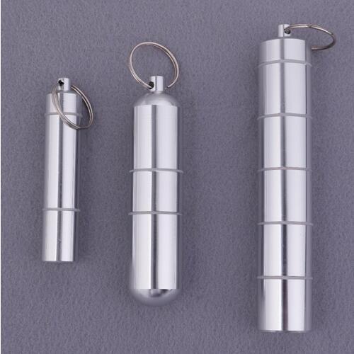 Capsule Shape Aluminum Pill Case Keychain Waterproof Outdoor Pocket Pill Holder Container Delicate Seal Medicine Organizer Box