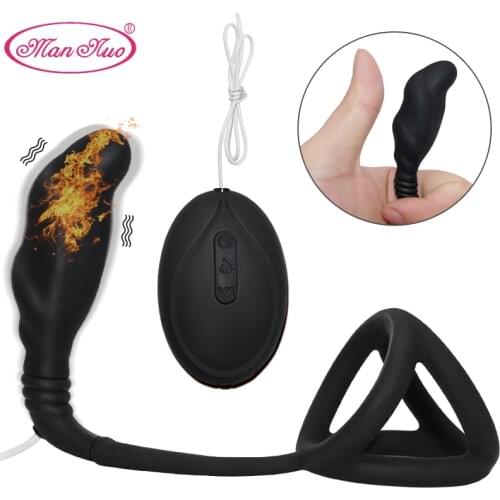 Anal Sex Toys Men Prostate Massager Penis Ring Cockring Male Masturbator Wireless Remote Control Heating Vibrator For Women