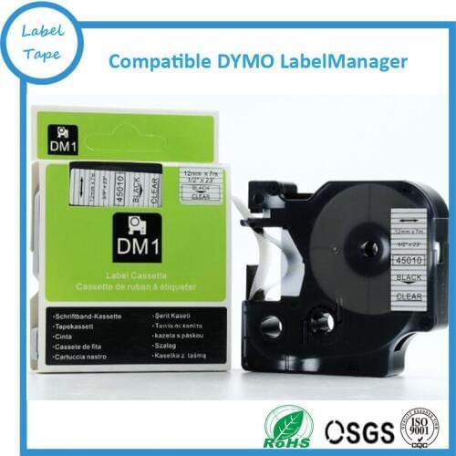 Free shipping 5PK 45010 Compatible DYMO D1 12mm Black on Clear For DYMO Label Printer