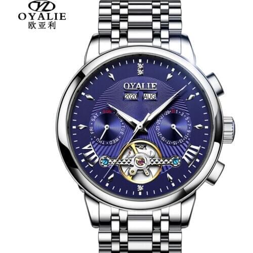 OYALIE Luxury Men Mechanical Wristwatch Stainless Steel Watch Top Brand Sapphire Glass Men Watches reloj hombre