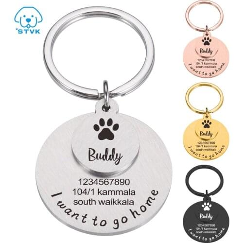 Free Engraved Pet Dog ID Tag Personalized Cat Puppy ID Tag Pet Dog Collar Accessories Custom Dogs Anti-lost Name Tags Pendant