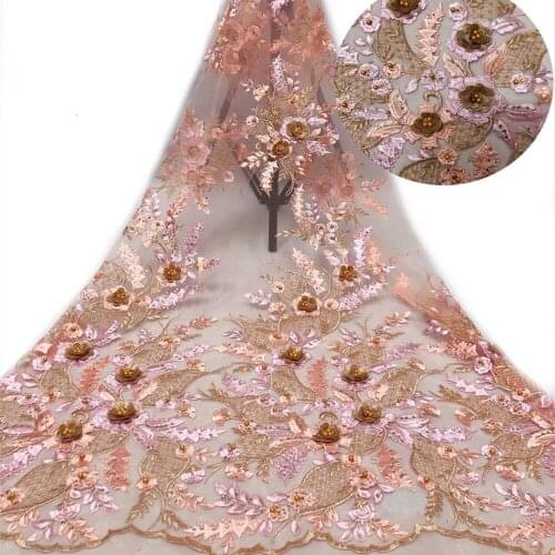 Exquisite 3D appliques with fashion beads and large floral tulle embroidery, suitable for womens skirt design fabrics