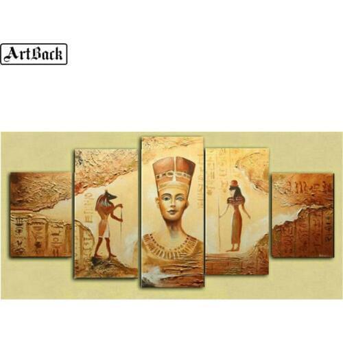 Five spell diamond painting Egyptian portrait 5d full square / round diamond mosaic landscape diamond embroidery crafts