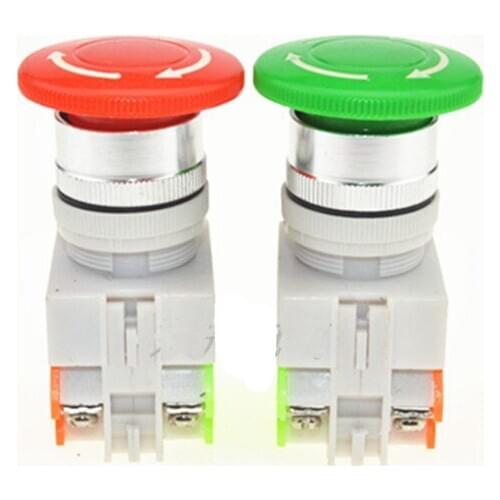 2pcs 10A 660V IP55 1NO 1NC Mushroom Self-Locking Emergency Stop Push Button Pushbutton Switch LAY7 (PBCY090) LAY37