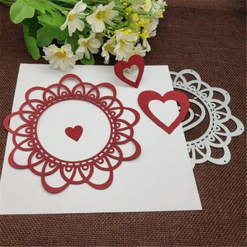 Lace wreath love frame decorationMetal Cutting Dies For DIY Scrapbooking Album Embossing Paper Cards Decorative Crafts