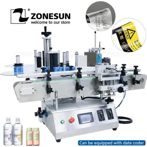 ZONESUN TB-500A Automatic Adhesive Sticker Handle Jar Plastic Round Bottle Labeling Machine Paper Labels auto Packing Machine