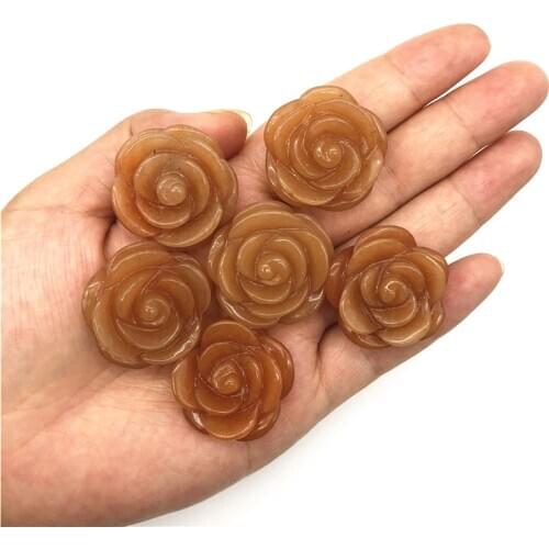 Cute Natural Yellow Aventurine Crystal Rose Flower Hand Carved Crystal Flowers Healing Stones Decor Natural Quartz Crystals