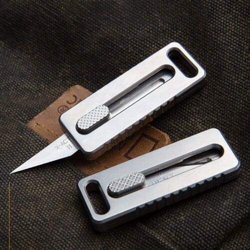 Titanium Alloy Utility Knife EDC Engraving Knife Portable Detachable Paper Cutter Push-pull Knife Tool