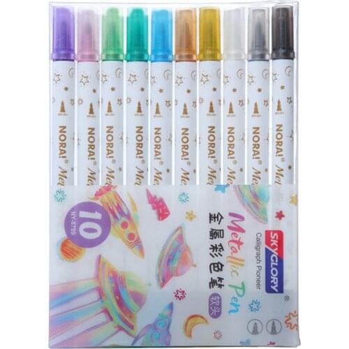 10 Colors Highlighters Set Double Tipped Colored Pens Felt Tip Marker Pens Assorted Colors for Teachers and Students Notes