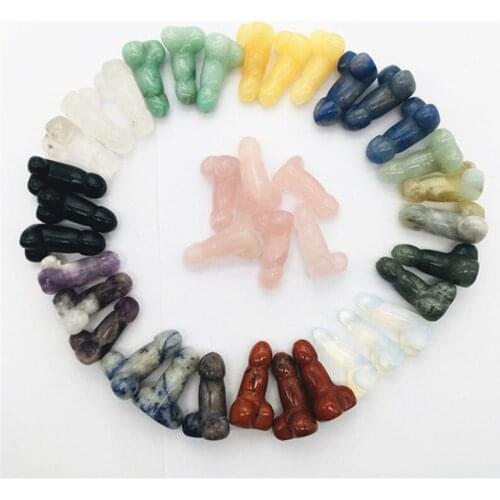 Natural quartz crafts Spiritual healing products mix crystal penis for home decoration 1pcs