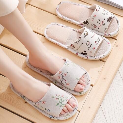 Non-slip Flax Slippers Hotel Slippers Wedding Shoes Slippers Home Loafer Foam Bottom Guest Slippers Shoes Flip Flop